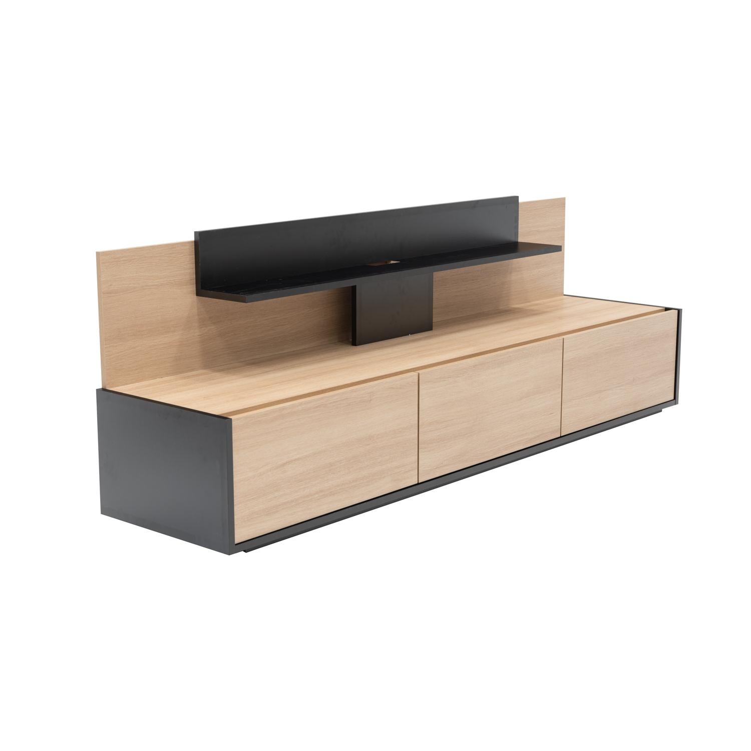 Bahut Cache Cache Roche Bobois Gris – Meuble TV Avec Espace Caché Pour Téléviseur Et Barre De Son