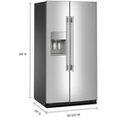 KitchenAid Réfrigérateur côte - à - côte de 36 pouces, 28 pi. cu. avec distributeur d'eau et de glace KRSF536RPS - Germain Larivière