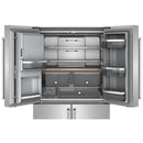 KitchenAid Réfrigérateur quatre portes avec porte à deux battants à profondeur de comptoir de 36 pouces, 19,4 pi. cu. avec distributeur d'eau et de glaçons KRQC736RPS - Germain Larivière