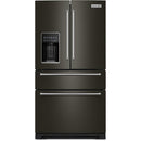 KitchenAid Réfrigérateur quatre portes avec porte à deux battants de 36 pouces avec système d'eau et de glaçons externe KRMF536RBS - Germain Larivière