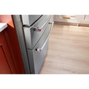KitchenAid Réfrigérateur quatre portes avec porte à deux battants de 36 pouces avec système d'eau et de glaçons externe KRMF536RPS - Germain Larivière