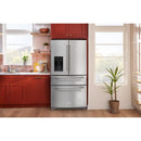 KitchenAid Réfrigérateur quatre portes avec porte à deux battants de 36 pouces avec système d'eau et de glaçons externe KRMF536RPS - Germain Larivière