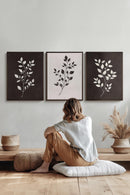 TRIO FEUILLAGE BRUN (3 Œuvres sur toile étirée)