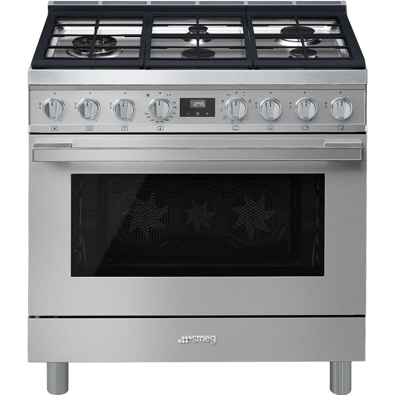 Smeg 36-inch Freestanding Dual-Fuel Range CPF36UGMX IMAGE 1