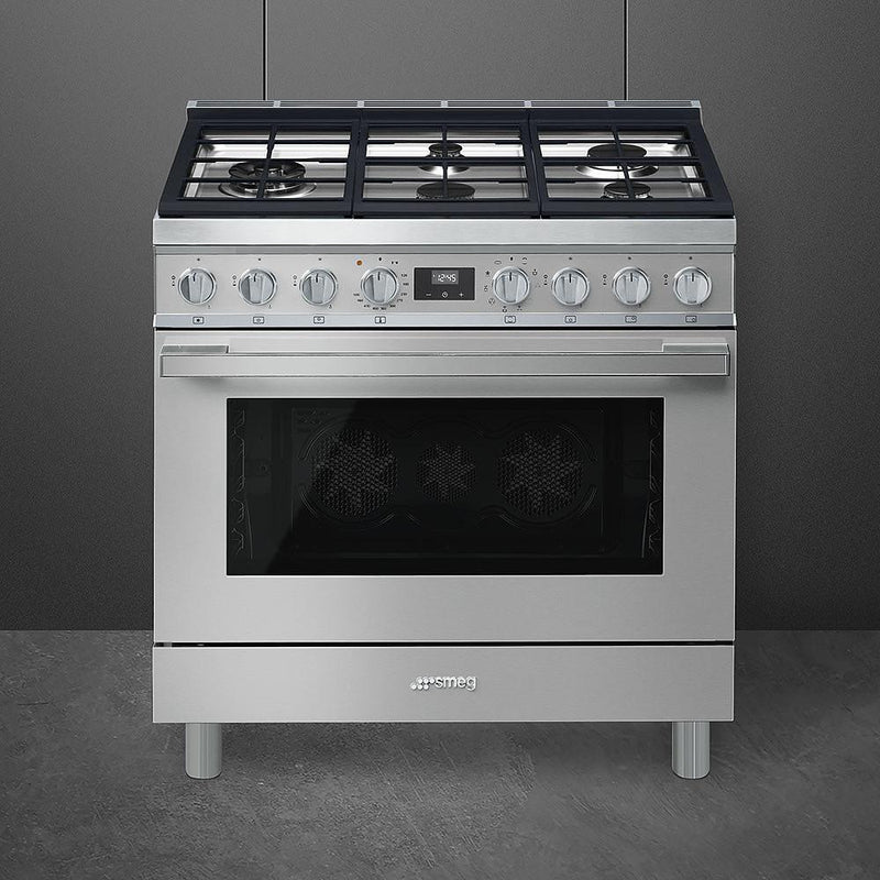 Smeg 36-inch Freestanding Dual-Fuel Range CPF36UGMX IMAGE 2