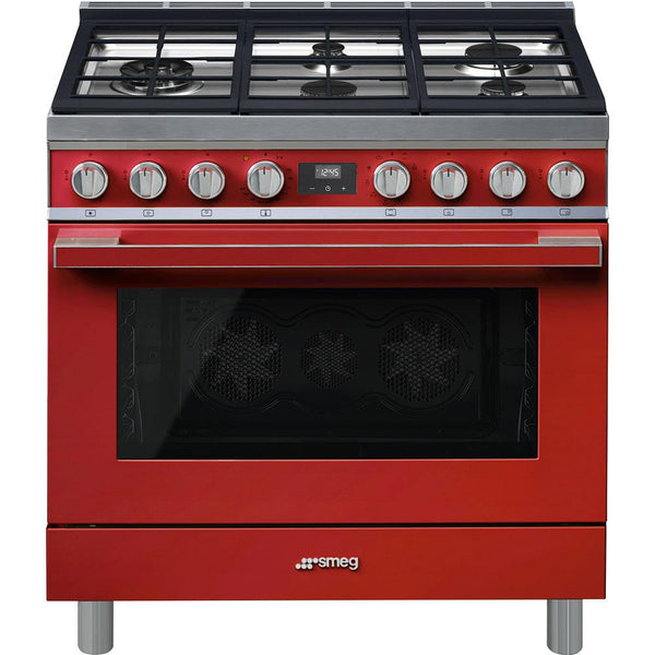 Smeg 36-inch Freestanding Dual-Fuel Range CPF36UGMR IMAGE 1