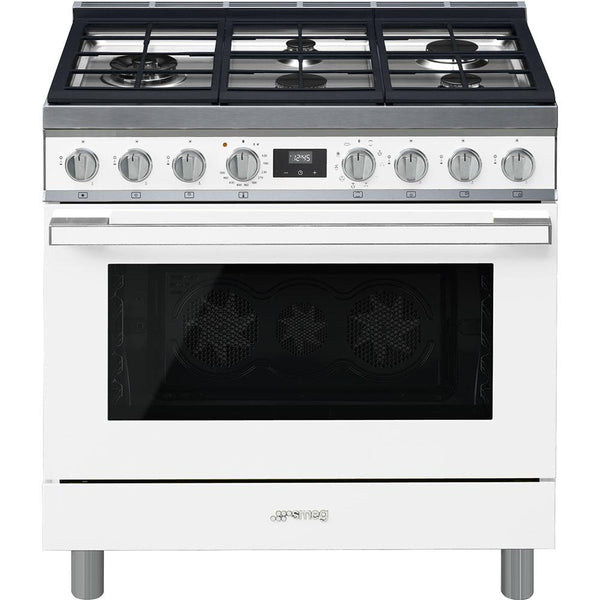 Smeg 36-inch Freestanding Dual-Fuel Range CPF36UGMWH IMAGE 1