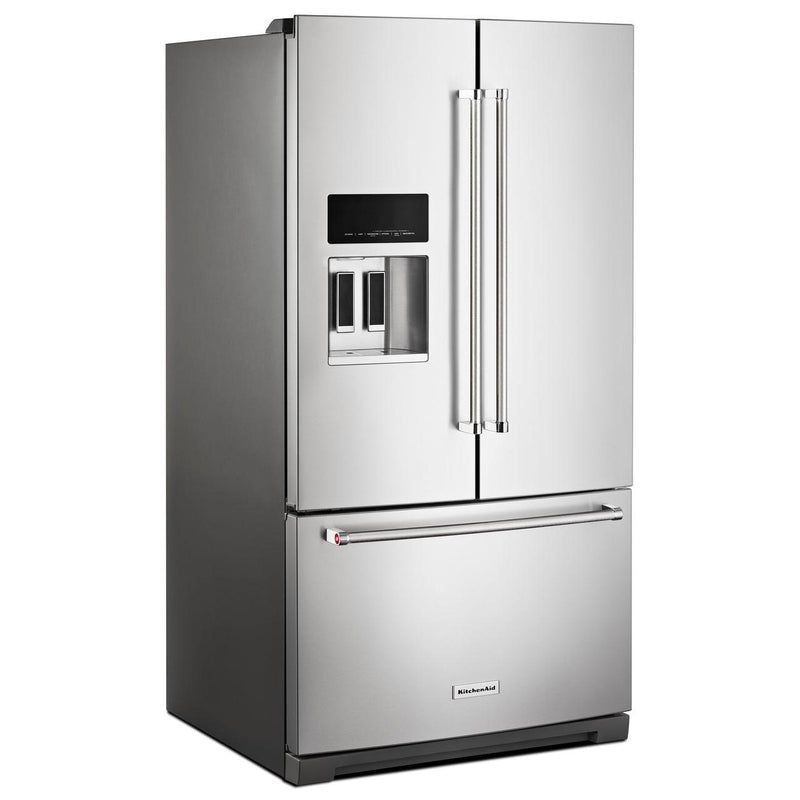 KitchenAid 36-inch, 26.8 cu. ft. Freestanding French Door 3-Door Refrigerator with Exterior Ice and Water Dispensing System KRFF507HPS IMAGE 6