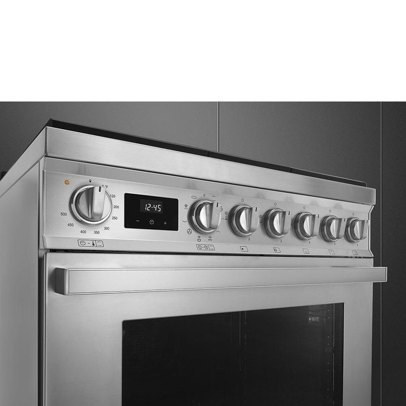 Smeg 30-inch Freestanding Dual-Fuel Range with True European Convection CPF30UGMX IMAGE 3