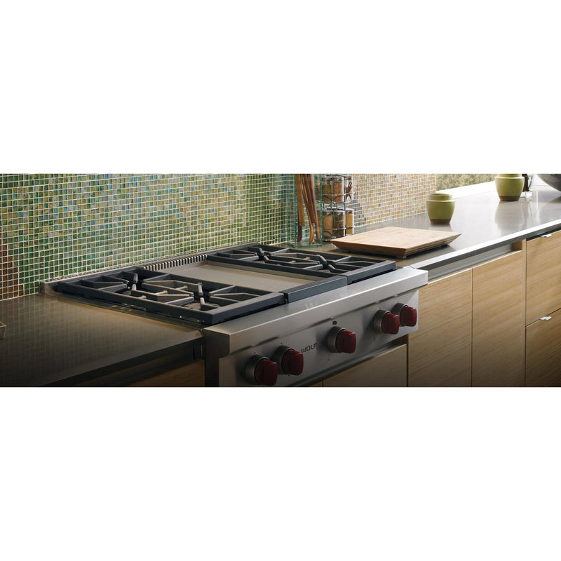 Wolf 36-inch Built-in Gas Rangetop with Infrared Griddle SRT364G IMAGE 3