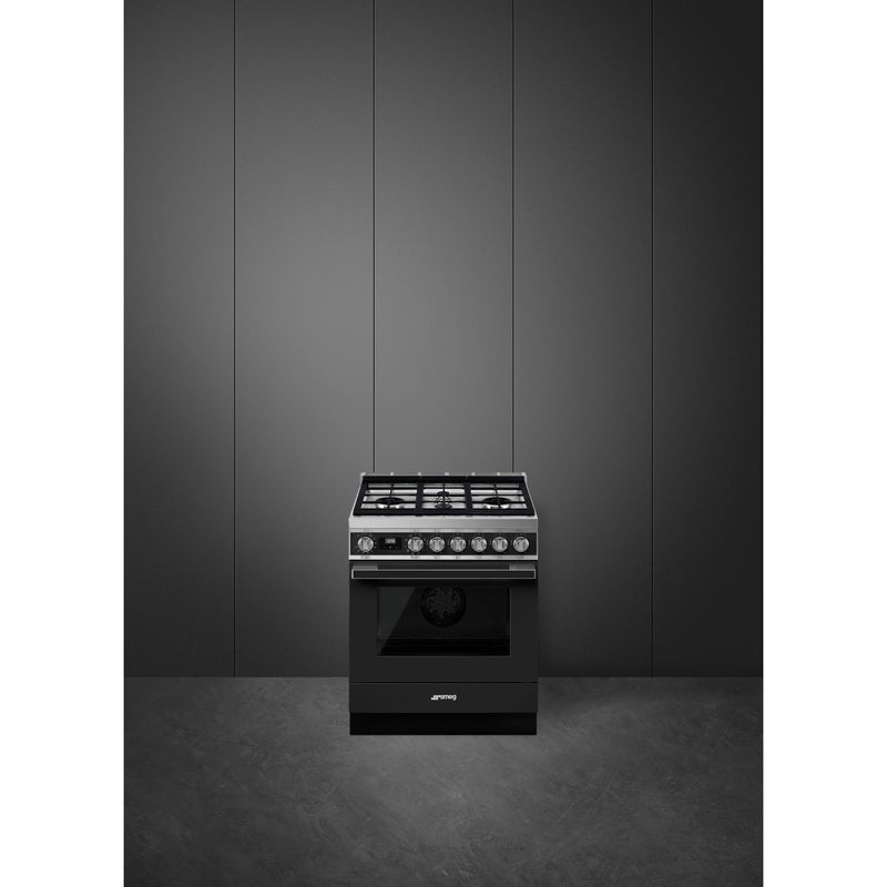 Smeg 30-inch Freestanding Dual-Fuel Range with True European Convection CPF30UGMAN IMAGE 2