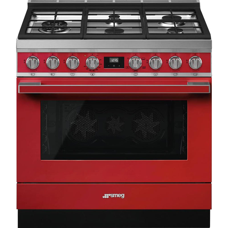 Smeg 36-inch Freestanding Gas Range with Triple Convection CPF36UGGR IMAGE 1