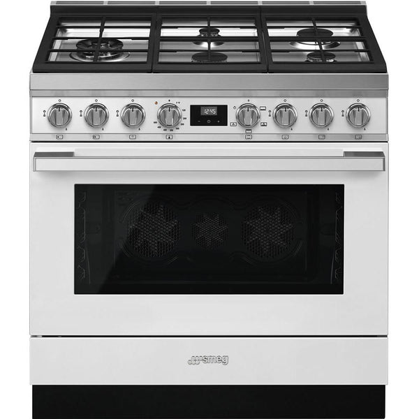 Smeg 36-inch Freestanding Gas Range with Triple Convection CPF36UGGWH IMAGE 1