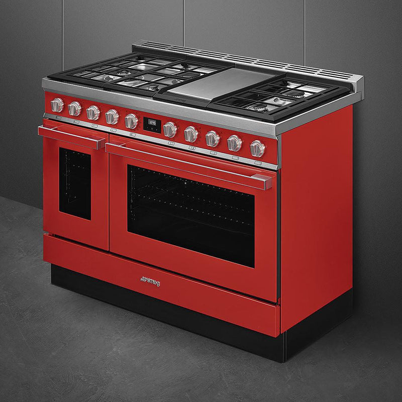 Smeg 48-inch Freestanding Dual-Fuel Range with True European Triple Convection CPF48UGMR IMAGE 3