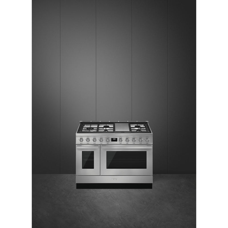 Smeg 48-inch Freestanding Dual-Fuel Range with True European Triple Convection CPF48UGMX IMAGE 2