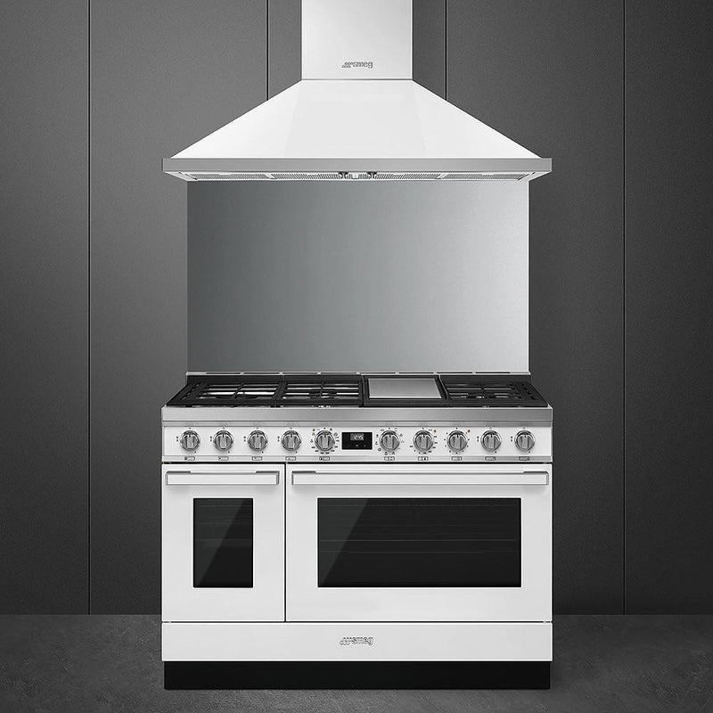 Smeg 48-inch Freestanding Dual-Fuel Range with True European Triple Convection CPF48UGMWH IMAGE 3