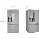  LG 33-inch, 24.5 cu.ft. French 3-Door Refrigerator with Water and Ice Dispensing System LRFXS2503S IMAGE 2