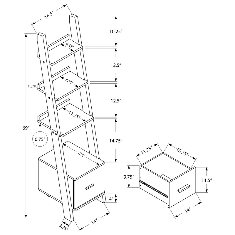 Germain Larivière Bookcases 3-Shelf 347953 IMAGE 4