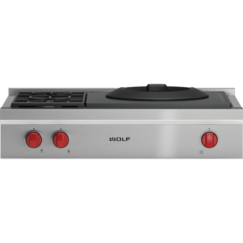 Wolf 36-inch Built-in gas Rangetop with Wok Burner SRT362W-LP IMAGE 1