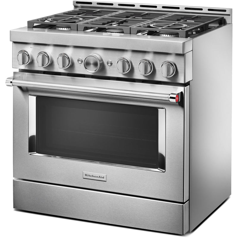 KitchenAid 36-inch Freestanding Gas Range with Even-Heat™ True Convection KFGC506JSS IMAGE 2