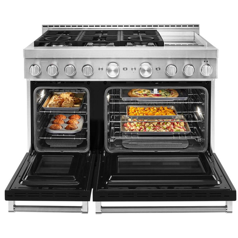 KitchenAid 48-inch Freestanding Gas Range with Even-Heat™ True Convection KFGC558JBK IMAGE 3