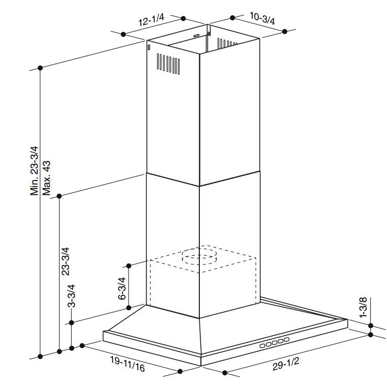 Broan 30-inch Designer Collection BWS1 Series Wall Mount Range Hood BWS1304BLS IMAGE 6