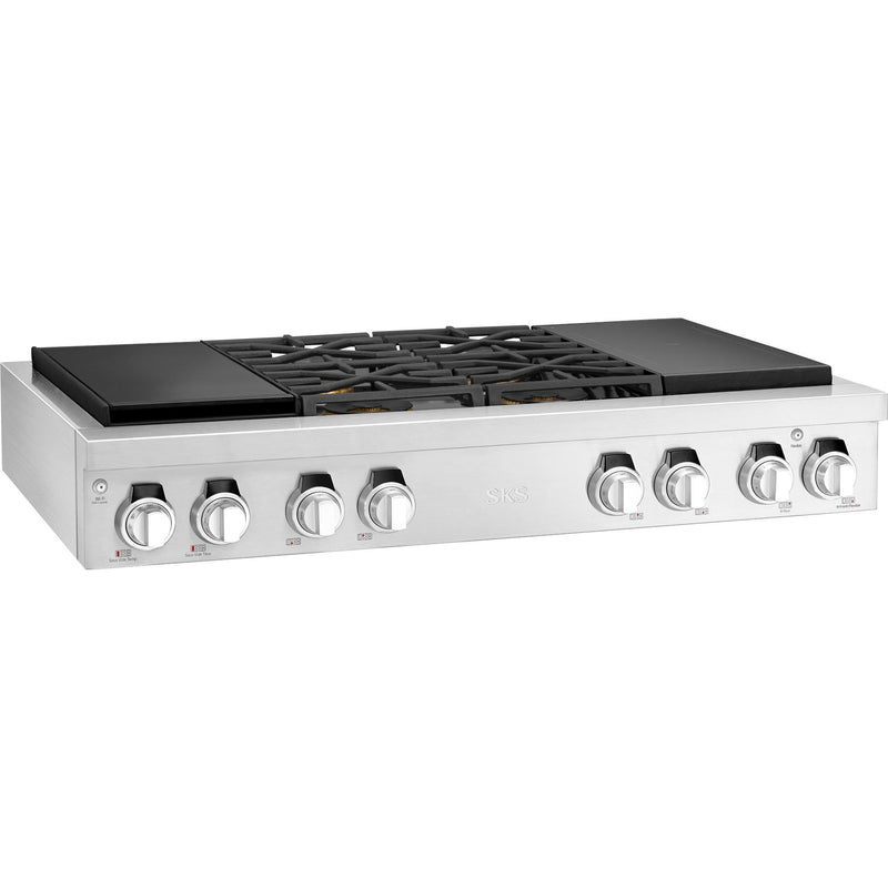  Signature Kitchen Suite 48-inch Dual Fuel Built-in Rangetop with Induction Technology SKSRT480SIS IMAGE 8