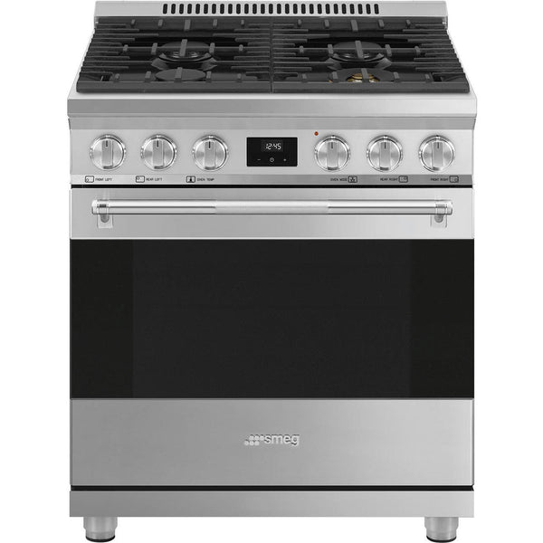 Smeg 30-inch Freestanding Dual Fuel Range with True European Convection SPR30UGMX IMAGE 1