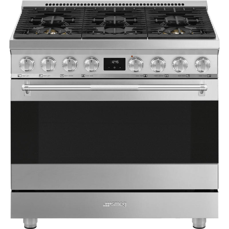 Smeg 36-inch Freestanding Gas Range with Convection Technology SPR36UGGX IMAGE 1