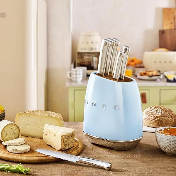 Smeg Retro-Style Knife Block with Knives KBSF01PB IMAGE 2