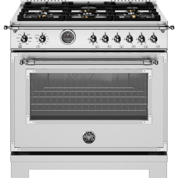 Bertazzoni 36-inch Freestanding Dual Fuel Range HER366BCFEPXT IMAGE 1