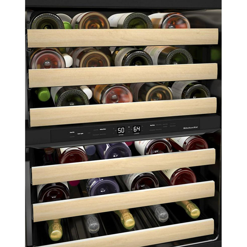  KitchenAid 24-inch Undercounter Wine Cellar with Full-Extension Wood-Front Racks KUWR524SBE IMAGE 5