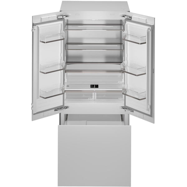Bertazzoni Réfrigérateur encastré à trois portes avec porte à deux battants de 36 pouces avec distributeur de glaçons et distributeur d'eau interne REF36FDBZPNV/24 - Germain Larivière