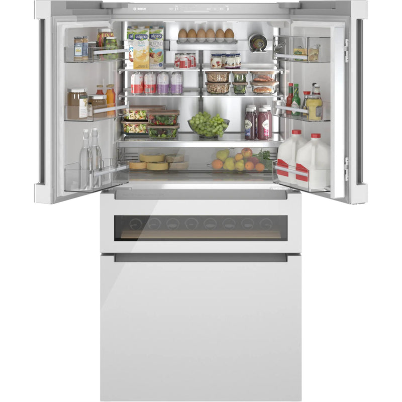 Bosch Réfrigérateur quatre portes avec porte à deux battants à profondeur de comptoir de 36 po., 20,5 pi.cu. avec FlexBar™ B36CL81ENW - Germain Larivière