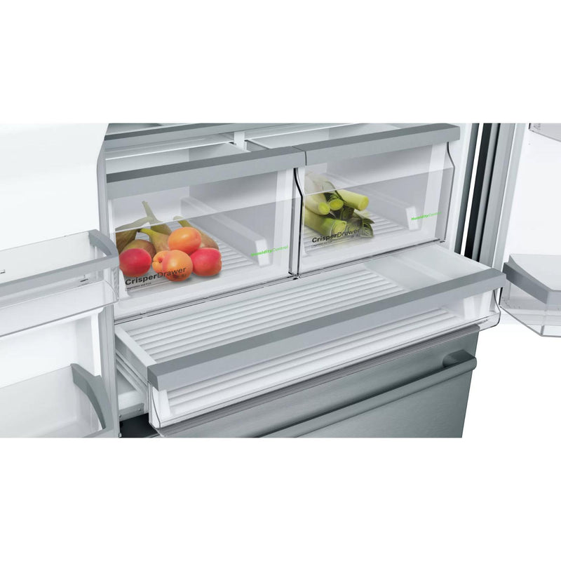 Bosch Réfrigérateur trois portes avec porte à deux battants de 36 po, 25 pi cu avec système de distributeur d'eau et de glaçons B26FT50SNS - Germain Larivière