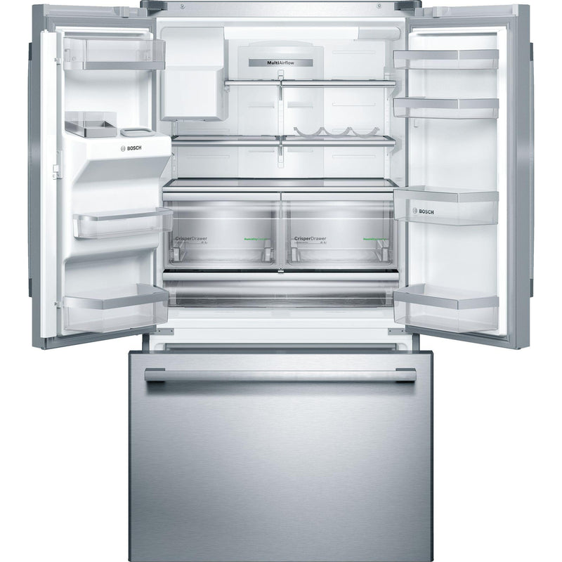 Bosch Réfrigérateur trois portes avec porte à deux battants de 36 po, 25 pi cu avec système de distributeur d'eau et de glaçons B26FT50SNS - Germain Larivière