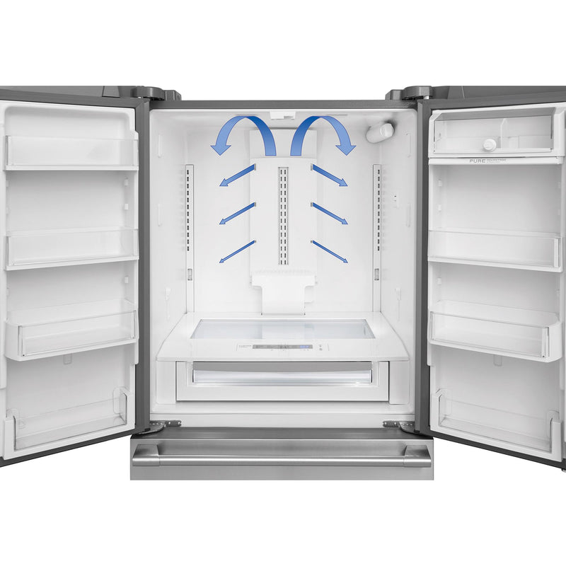 Electrolux Réfrigérateur trois portes avec porte à deux battants à profondeur de comptoir de 36 po, 21.5 pi cu avec commandes Wave - Touch® EW23BC87SS - Germain Larivière