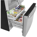 GE Réfrigérateur trois portes avec porte à deux battants à profondeur de comptoir de 36 po., 20,6 pi.cu. avec machine à glaçons extérieure GYE21JYMFS - Germain Larivière