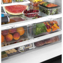 GE Réfrigérateur trois portes avec porte à deux battants à profondeur de comptoir de 36 po., 21,9 pi.cu. avec machine à glaçons interne GWE22JYMFS - Germain Larivière