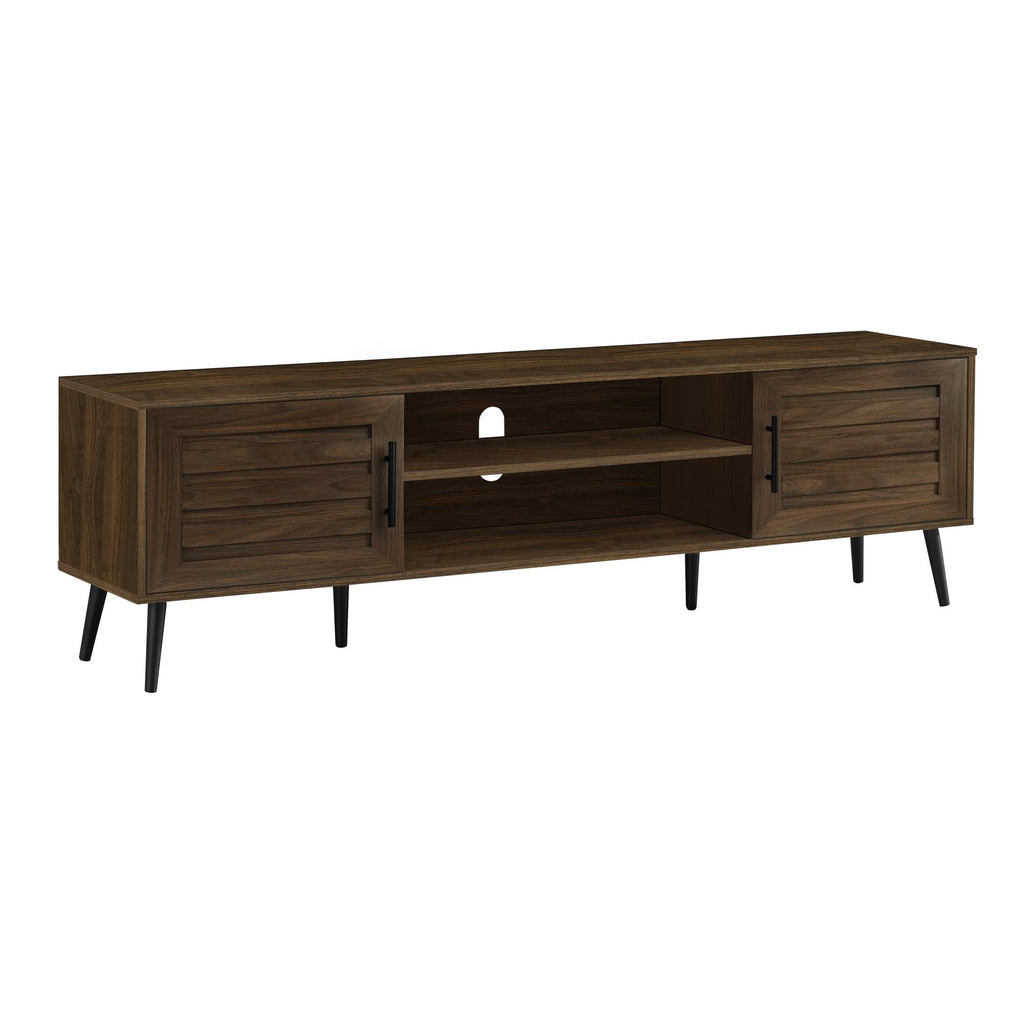 Meuble TV Bas WFL GROUP Arysa 150 Cm - Façades Rainurées Noyer, Pieds Métal 15 Cm, Gestion Câbles, Design Scandinave - 1