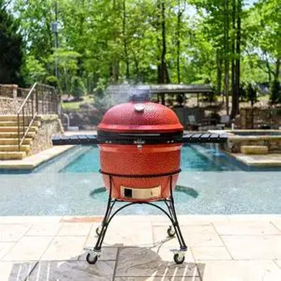 Kamado Joe Barbecue Big Joe II rouge de 24 po. avec chariot BJ24RHC - Germain Larivière