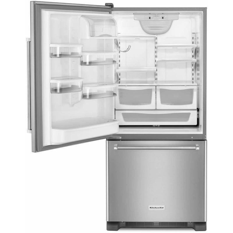 KitchenAid Réfrigérateur à congélateur inférieur de 30 po, 18.7 pi cu KRBL109ESS - Germain Larivière