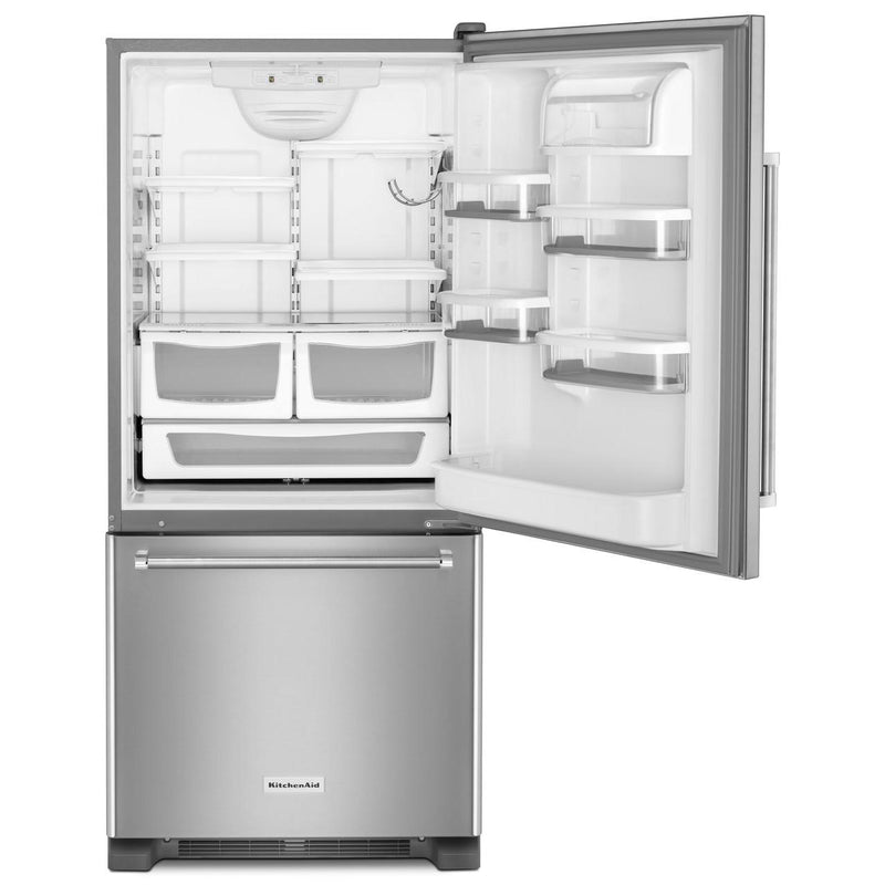 KitchenAid Réfrigérateur à congélateur inférieur de 30 po, 19 pi cu KRBR109ESS - Germain Larivière