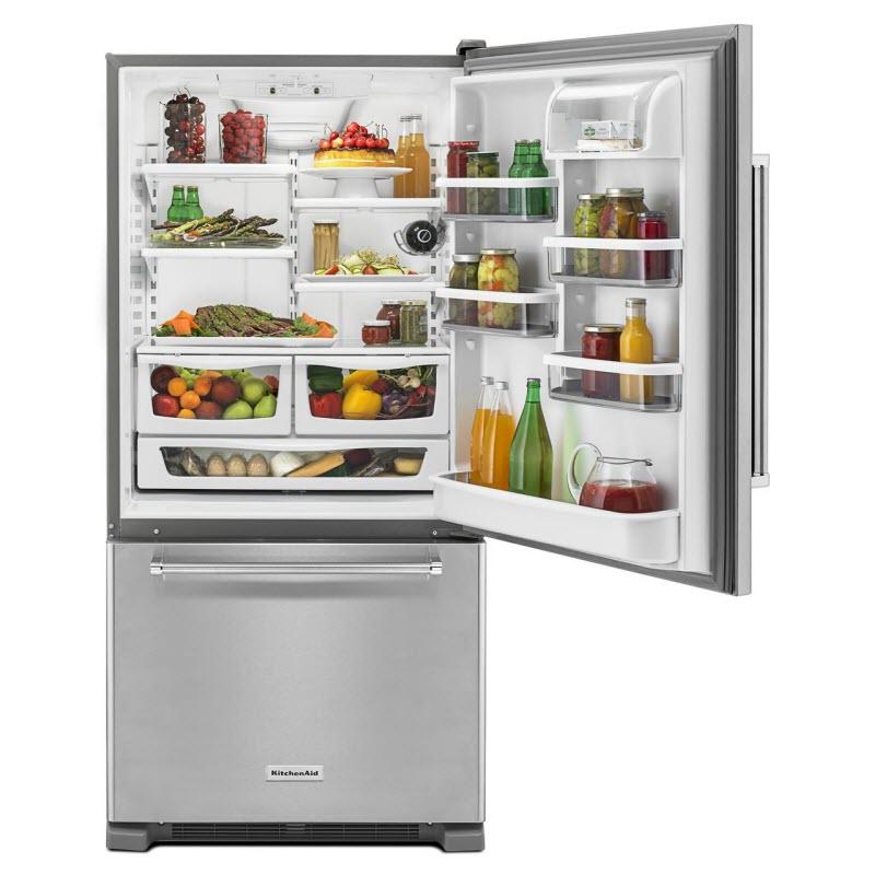 KitchenAid Réfrigérateur à congélateur inférieur de 33 po, 22.1 pi cu KRBR102ESS - Germain Larivière
