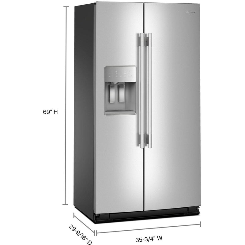 KitchenAid Réfrigérateur côte - à - côte de 36 pouces, 21 pi. cu. avec distributeur d'eau et de glace KRSC536RPS - Germain Larivière