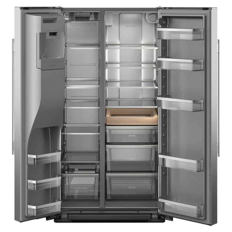 KitchenAid Réfrigérateur côte - à - côte de 36 pouces, 28 pi. cu. avec distributeur d'eau et de glace KRSF536RPS - Germain Larivière