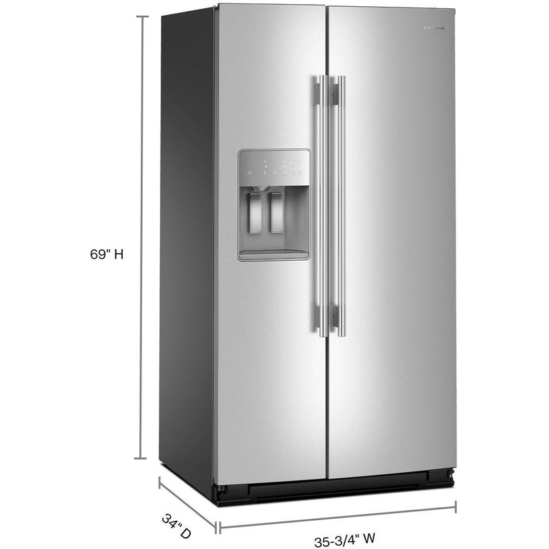 KitchenAid Réfrigérateur côte - à - côte de 36 pouces, 28 pi. cu. avec distributeur d'eau et de glace KRSF536RPS - Germain Larivière