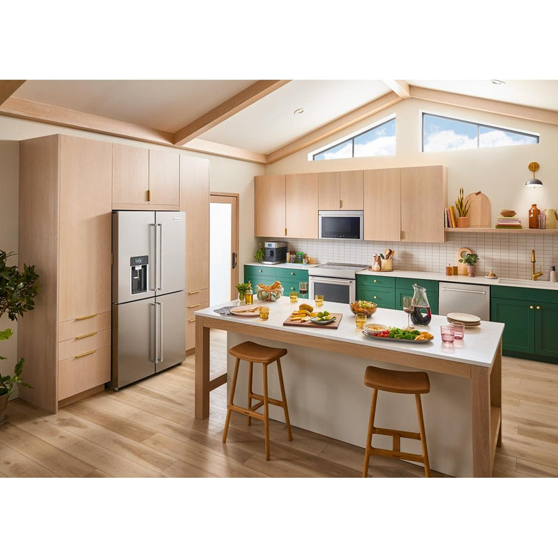 KitchenAid Réfrigérateur quatre portes avec porte à deux battants à profondeur de comptoir de 36 pouces, 19,4 pi. cu. avec distributeur d'eau et de glaçons KRQC736RPS - Germain Larivière