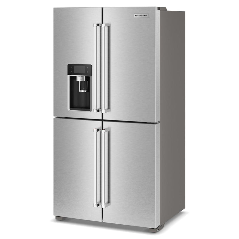 KitchenAid Réfrigérateur quatre portes avec porte à deux battants à profondeur de comptoir de 36 pouces, 19,4 pi. cu. avec distributeur d'eau et de glaçons KRQC736RPS - Germain Larivière