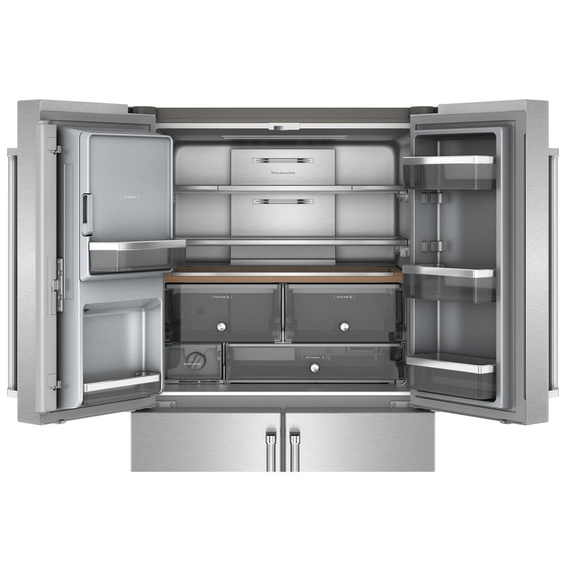 KitchenAid Réfrigérateur quatre portes avec porte à deux battants à profondeur de comptoir de 36 pouces, 19,4 pi. cu. avec distributeur d'eau et de glaçons KRQC736RPS - Germain Larivière